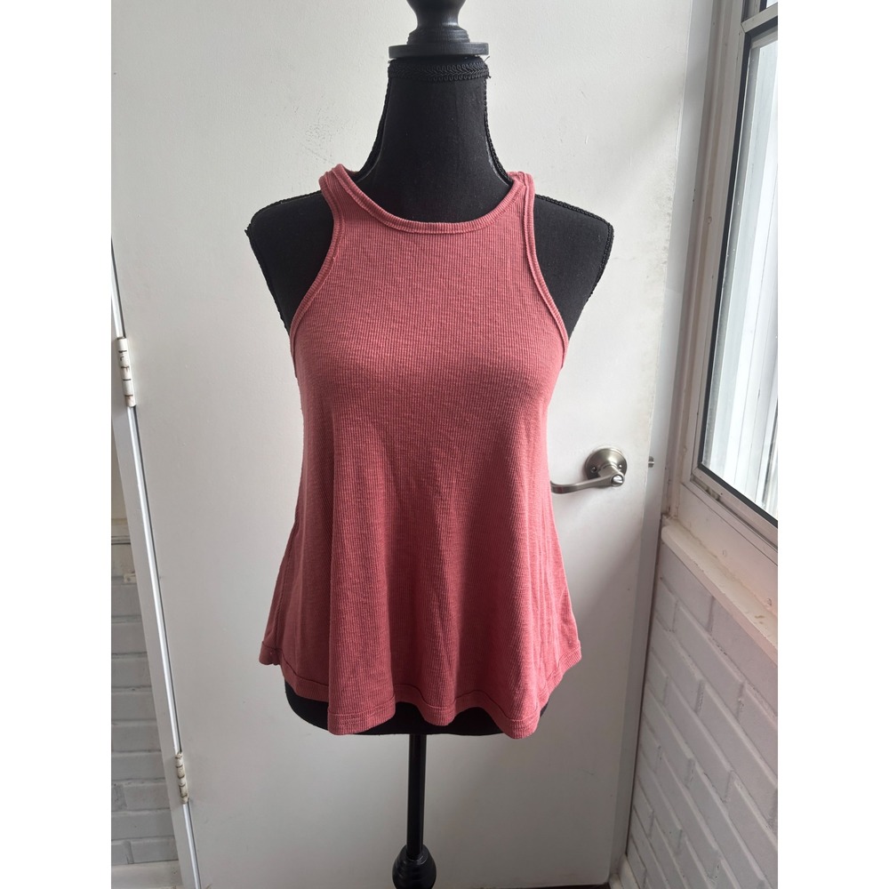 Free People Long Beach Ribbed Racerback Swing Tank Small boho layered staple - Picture 2 of 8